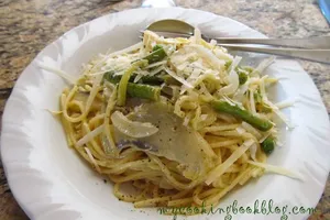 Спагети (или фетучини) със зеленчуци и лимоново сметанов сос